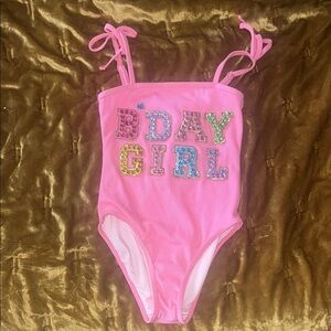 Pink Lola and The Boys Girls Kids Swim One Piece 6 “BDAY GIRL”